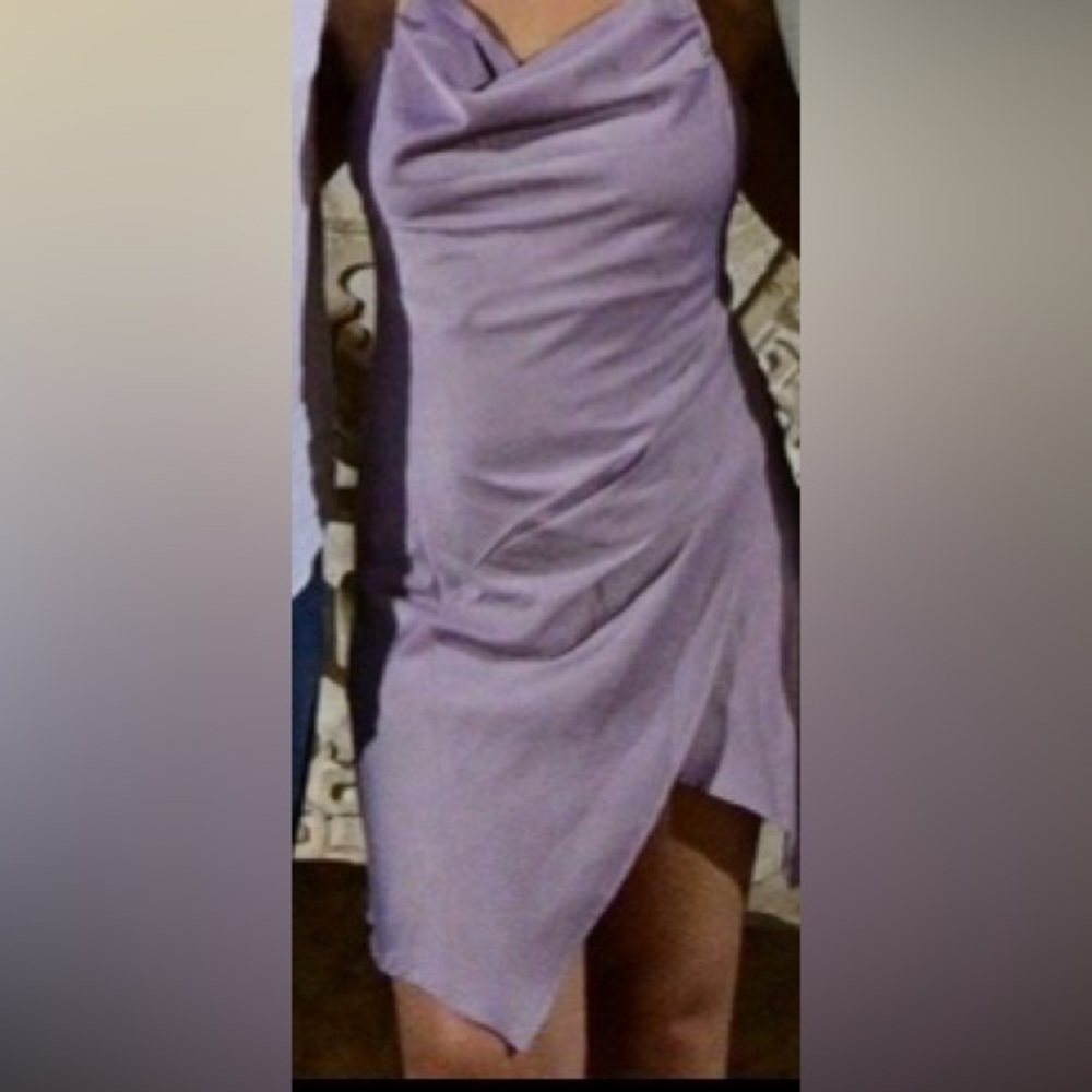 Beautiful lilac satin mini dress